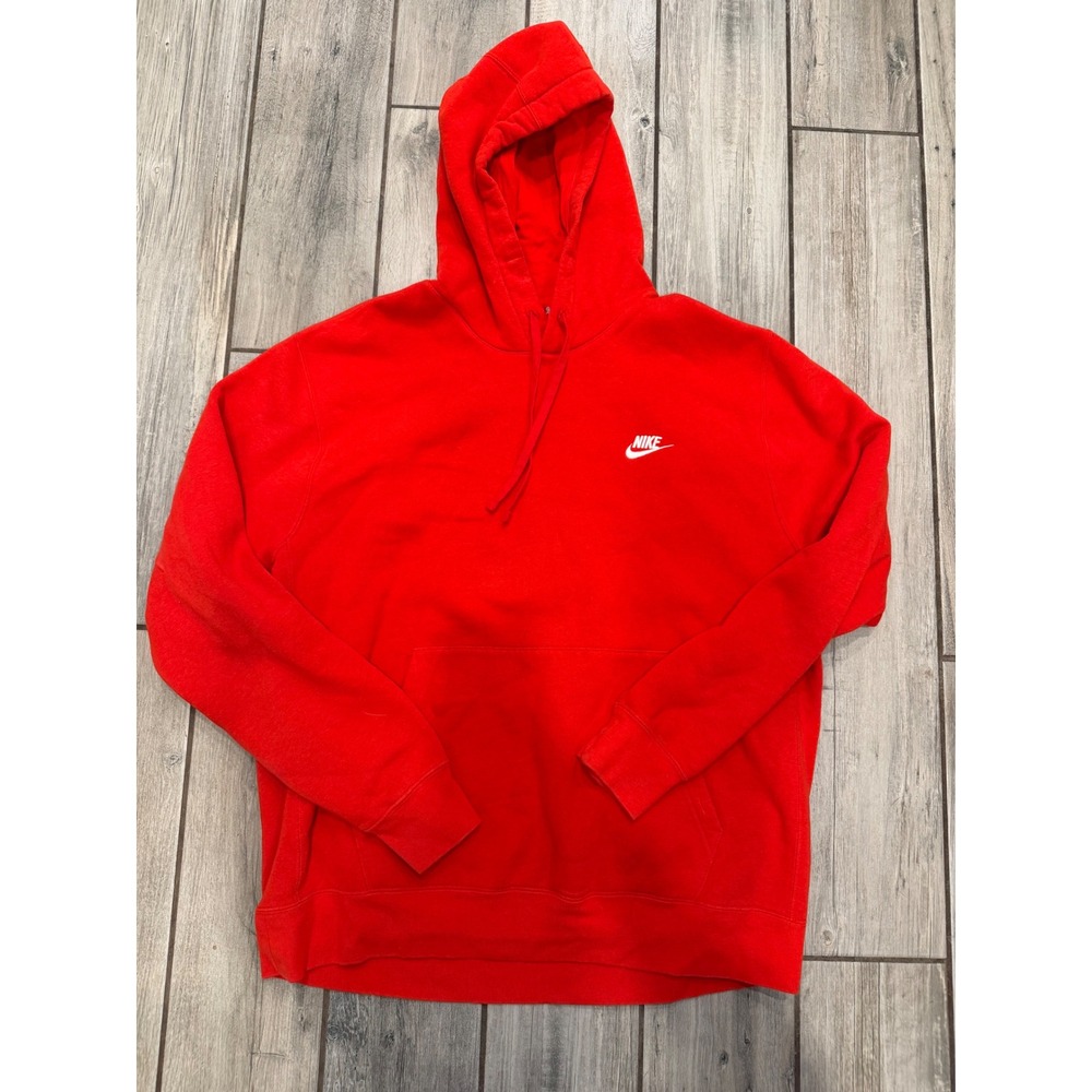 Nike Sportswear Club Fleece Hoodie Mens XL Red Pullover Sweatshirt BV2654-657